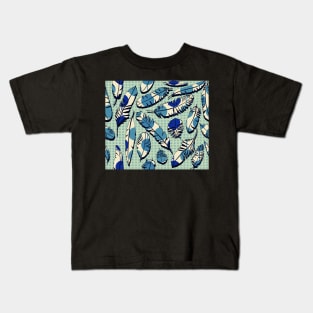 Vintage Feathers (aqua blue) Kids T-Shirt